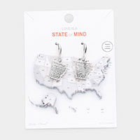 White Gold  Dipped Arkansas State Earrings