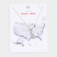 White Gold Dipped California State Pendant Necklace