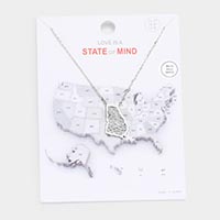 White Gold Dipped Georgia State Pendant Necklace