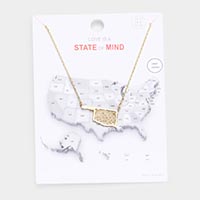 Gold Dipped Oklahoma State Pendant Necklace