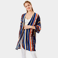 Multi Color Stripe Cover Up Kimono Poncho