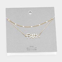 Brass Metal Faith Layered Necklace 

