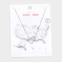 White Gold Dipped Kentucky State Pendant Necklace