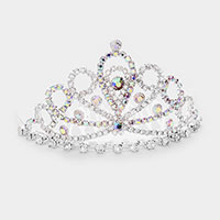 Round Floral Crystal Rhinestone Princess Mini Tiara 