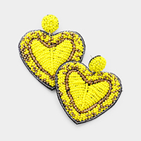 Seed Bead Heart Earrings 