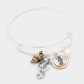 Seahorse Shell Pearl Charm Bracelet