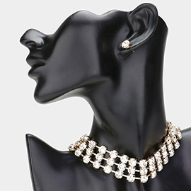 Crystal Rhinestone Accented Choker Necklace