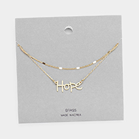 Brass Metal Hope Pendant Layered Necklace