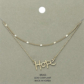 Brass Metal Hope Pendant Layered Necklace