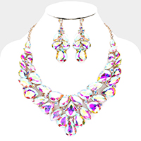 Teardrop Marquise Crystal Evening Necklace 