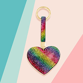 Rainbow Bling Heart Keychain