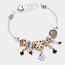 Playing Card Dice Charm Multi Bead Bracelet