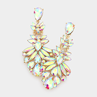 Floral Crystal Chandelier Statement Evening Earrings