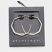 Secret Box _ 14K Gold Dipped Metal Angled Hoop Earrings 