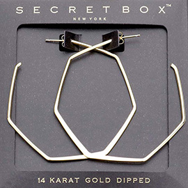 Secret Box _ 14K Gold Dipped Metal Angled Hoop Earrings