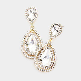 Teardrop Crystal Rhinestone Dangle Evening Earrings