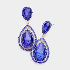 Teardrop Crystal Rhinestone Dangle Evening Earrings