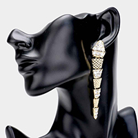 Snake Crystal Textured Metal Drop Earrings