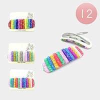 12PCS - Colorful Rainbow Glitter Flake Snap Clips