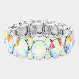 Oval Pear Crystal Stretch Evening Bracelet