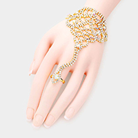 Crystal Floral Rhinestone Hand Chain Evening Bracelet