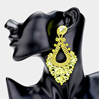 Pear Crystal Rhinestone Pageant Evening Earrings  