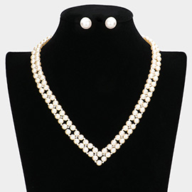 V Shaped Pearl Necklace
