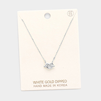 White Gold Dipped Knotted Heart Pendant Necklace