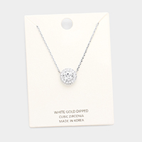 White Gold Dipped Cubic Zirconia Pendant Necklace  
