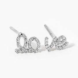 CZ Stone Paved Love Stud Earrings