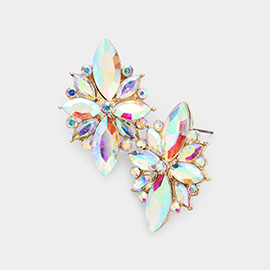 Marquise Crystal Floral Evening Earrings