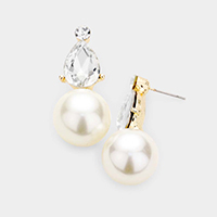 Pear Crystal Pearl Earrings
