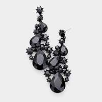 Pear Crystal Rhinestone Vine Evening Earrings 