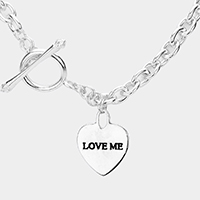 Love Me Heart Pendant Chain Toggle Necklace