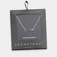 Secret Box _ White Gold Dipped Metal Safety Pin Pendant Necklace