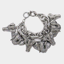 Metal Elephant Charm Toggle Bracelet