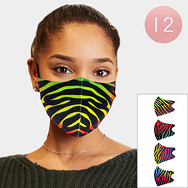 12PCS - Assorted Zebra Pattern Print Fashion Masks
