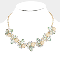 Stone Cluster Statement Necklace
