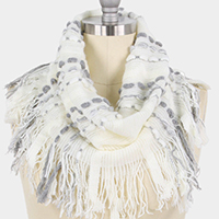 Stitch Knit Tassel Tube Scarf