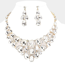 Teardrop Stone Cluster Evening Necklace