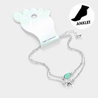 Double Layered Sea Glass Metal Starfish Anklet