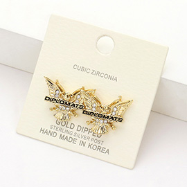 Gold Dipped CZ Cubic Zirconia Diplomats Stud Earrings