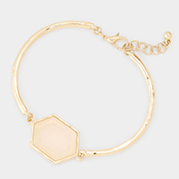 Semi Precious Hexagon Accented Bracelet