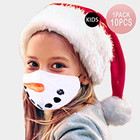 10PCS - Snowman Lip Print Cotton Kids Fashion Masks