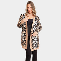 Leopard Pattern Pocket Cardigan