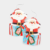 Santa Claus Print Metal Earrings