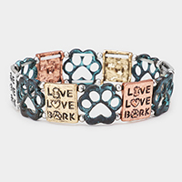 Live Love Bark Metal Paw Stretch Bracelet