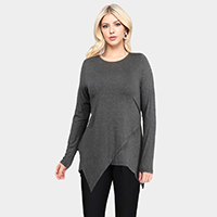 Long Sleeve Asymmetrical Hem Tunic Top