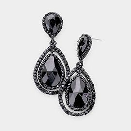 Teardrop Crystal Rhinestone Dangle Evening Earrings