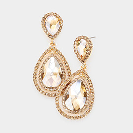 Teardrop Crystal Rhinestone Dangle Evening Earrings